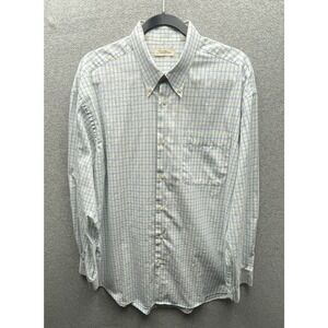 Peter Millar Mens Shirt Size XL Button Down Long Sleeve White Blue Yellow Check